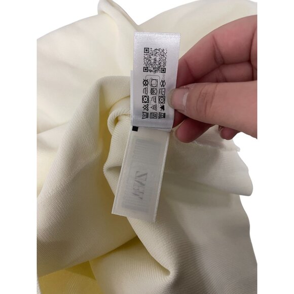 Zara Women Short Knitted Dress Medium M White Bow 3/4 Sleeves 2142/201 NWT - Picture 12 of 15